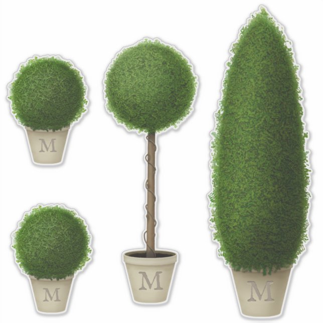 Adesivo Coleção Topiary de madeira boxwood Monogramada ou  (Frente)