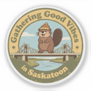 Adesivo Coletando Boas Vibrações em Saskatoon Castor Diver