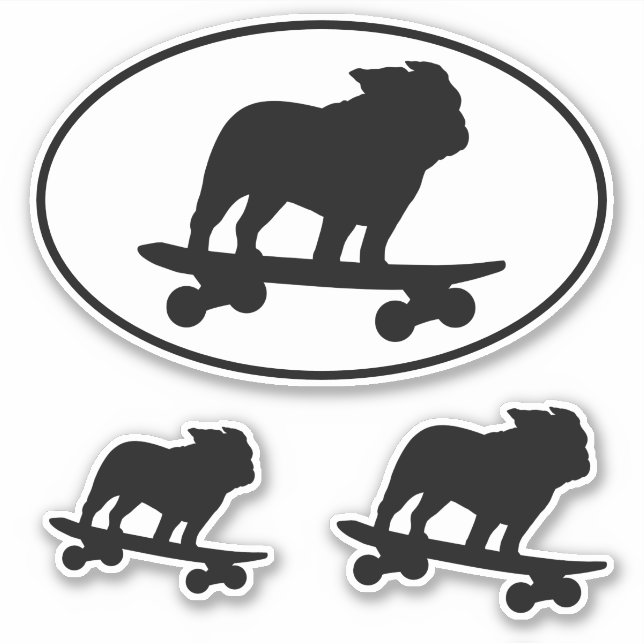Adesivo Coletor de Cachorros Silhuettes para Bulldog Skate (Frente)