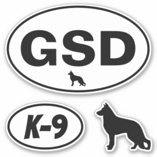 Adesivo Coletor Oval GSD German shepherd Cão K-9