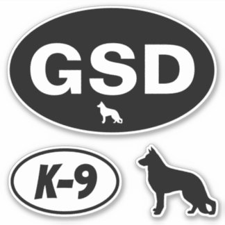 Adesivo Coletor Oval GSD German shepherd Cão K-9
