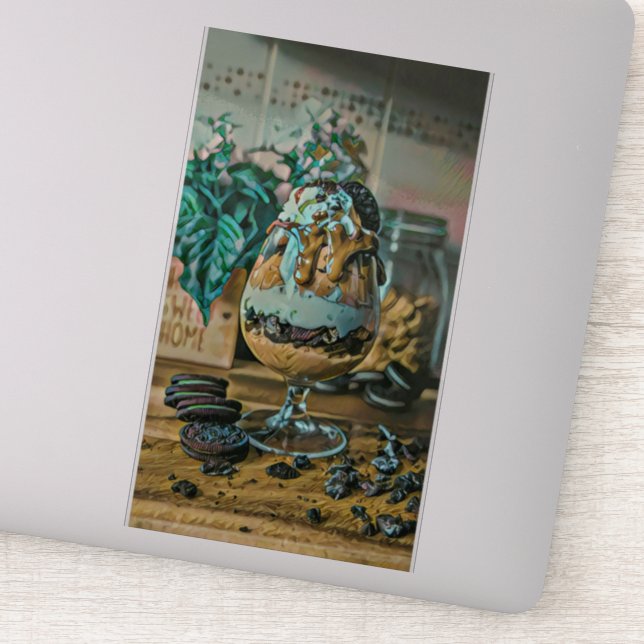 Adesivo Colher comprada de sorvete de chocolate derretido (Detalhe)