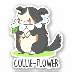 Adesivo Collie-flower Funny Border Collie Dog Pun