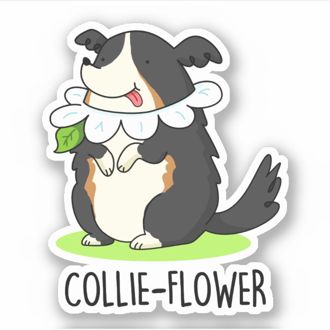 Adesivo Collie-flower Funny Border Collie Dog Pun (Frente)