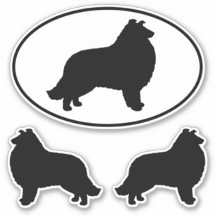 Adesivo Collie Silhouettes Dog Brey Vinyl Sticker Set
