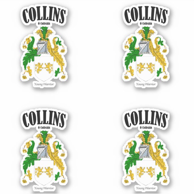 Adesivo Collins Crest Tradução e Significado Irlandês (x4) (Frente)