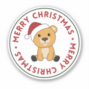 Adesivo Colorful Bears Merry Christmas Winter Animals Bear