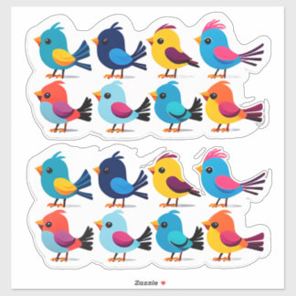 Adesivo Colorful Cartoon Bird Sticker Set