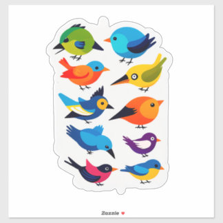 Adesivo Colorful Cartoon Bird Sticker Set