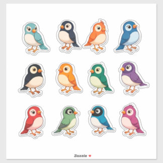 Adesivo Colorful Cartoon Bird Sticker Set