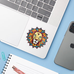 Adesivo "Colorful Mandala Lion: Geométrico Art Design"