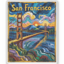 Adesivo Colorful San Francisco California Van Gogh Vintage