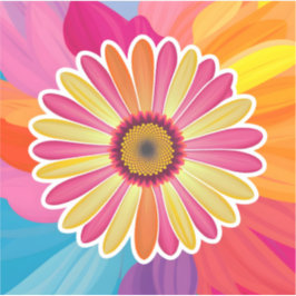 Adesivo Colorida Gerbera Daisy Floral Sticker
