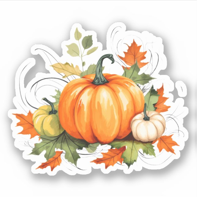 Adesivo Colorida Pumpkins Fall Sticker (Frente)