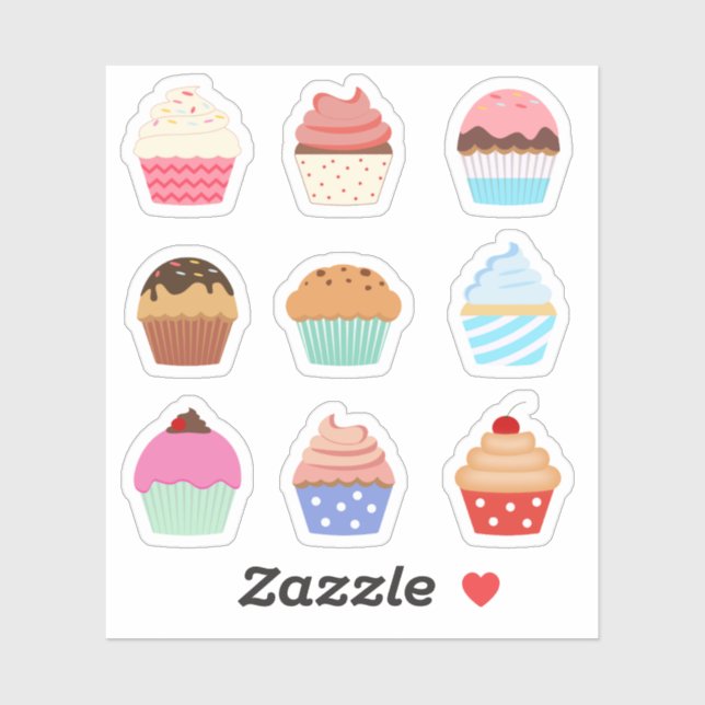 Adesivo Colorido Cupcakes Muffins Decorativos Planner  (Folha)