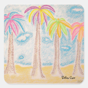 Adesivo colorido do quadrado Palms