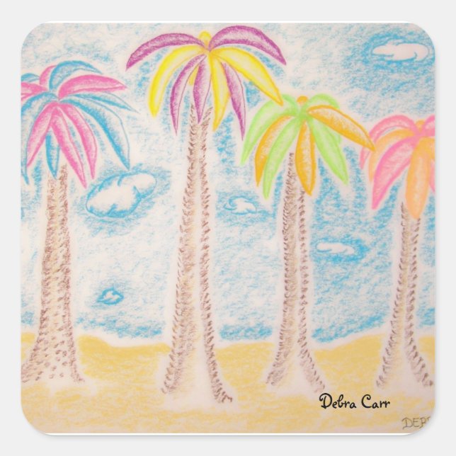 Adesivo colorido do quadrado Palms (Frente)