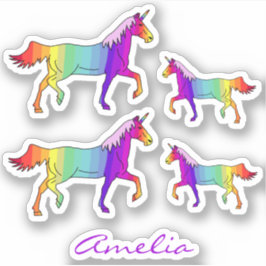 Adesivo Colorido Rainbow Unicorn Name Kids Sticker