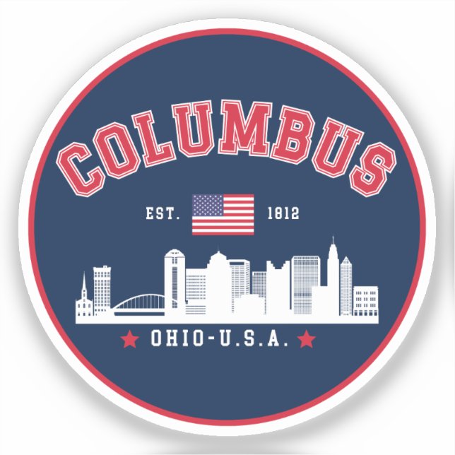 Adesivo Columbus Ohio Cityscape Design (Frente)