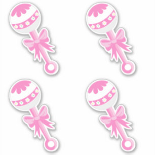 Adesivo Colunas de Chá de fraldas rosa com Arco