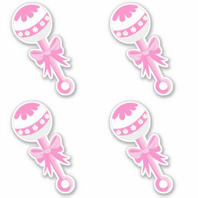 Adesivo Colunas de Chá de fraldas rosa com Arco (Frente)