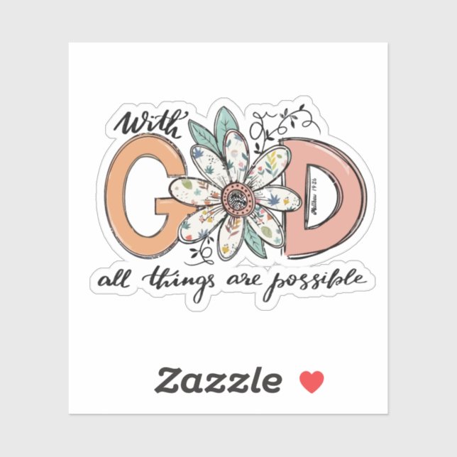 Adesivo Com Deus todas as coisas são possíveis (Folha)