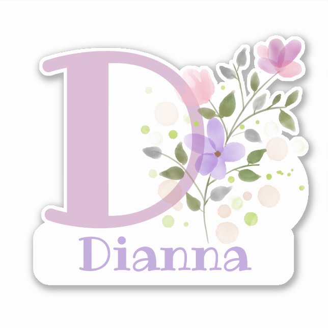 Adesivo com Nome e Inicial com Corte de Design Flo (Frente)