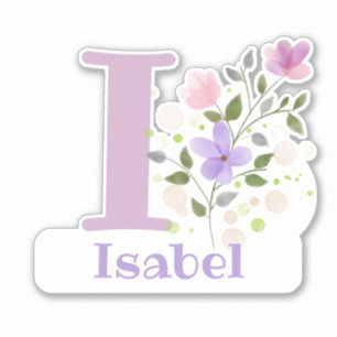 Adesivo com Nome e Inicial com Desenho Floral Reco