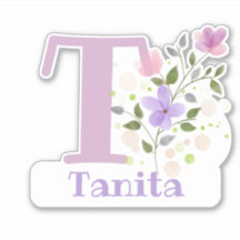 Adesivo com o Nome Tanita com a Letra T Recortado