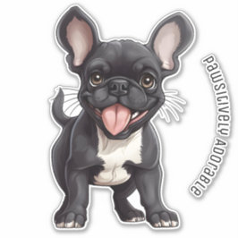 Adesivo 🐶 com texto personalizado, filhote francês