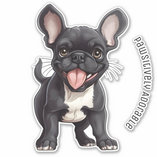 Adesivo 🐶 com texto personalizado, filhote francês (Frente)