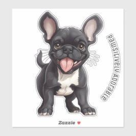 Adesivo 🐶 com texto personalizado, filhote francês