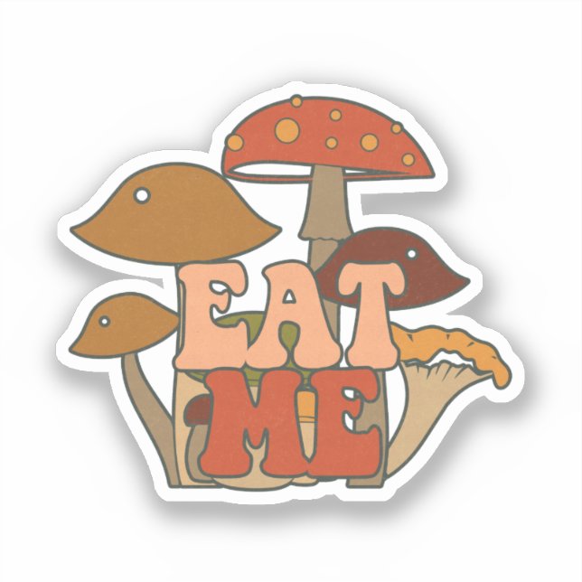 Adesivo "Coma-Me" - Design de Cogumelo Whimsical (Frente)