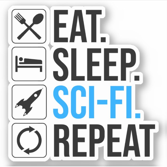 Adesivo Coma uma repetição Sci-Fi para dormir (Frente)