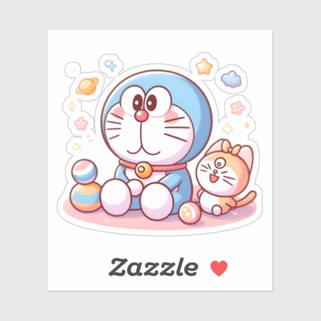Adesivo Come Come Cat And Doraemon (Folha)