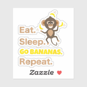 Adesivo Comer Dormir Ir Bananas Repetir Divertido Fofo Ani