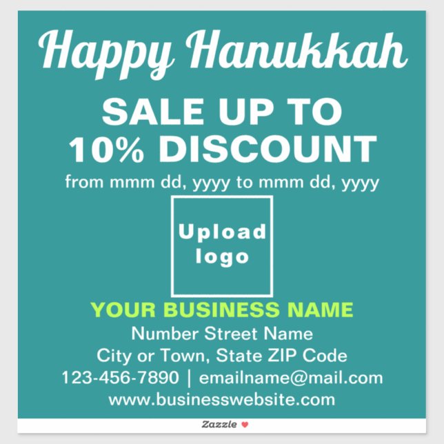 Adesivo Comercialização de Hanukkah no Teal Green Vinyl St (Folha)