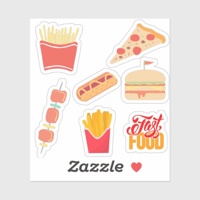 Adesivo Comida Stickers Pack, Comida Rápida Bonita (Folha)