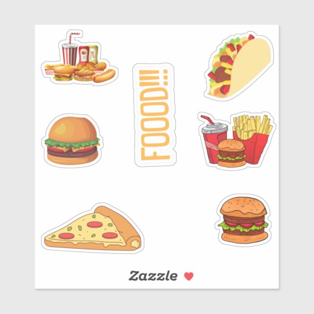 Adesivo Comida Stickers Pack, Comida Rápida Bonita (Folha)