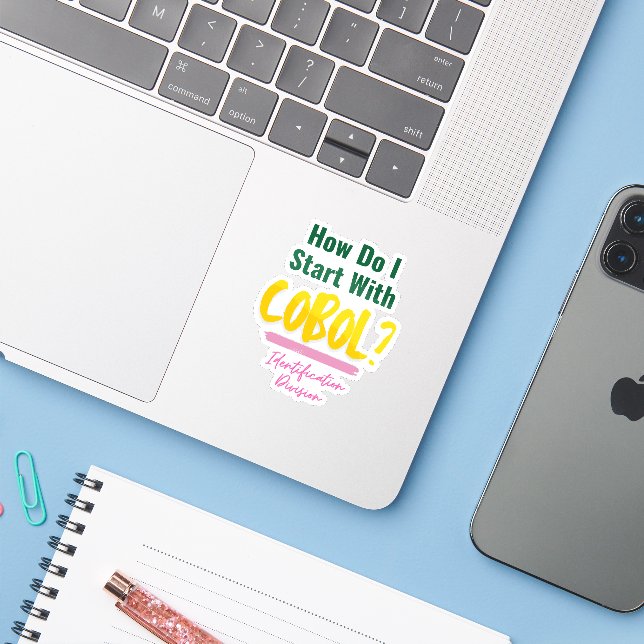 Adesivo Como Iniciar Códigos de Programação Cobol Sticker (Notebook com iPhone)