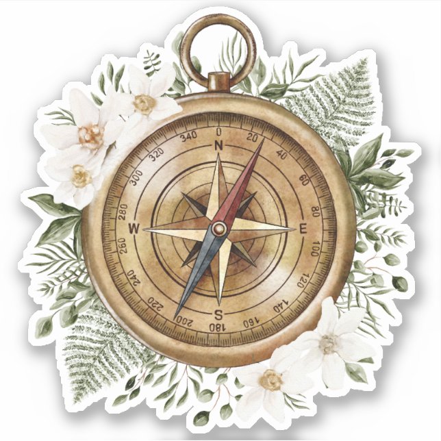 Adesivo Compass Floral de Aquarela (Frente)