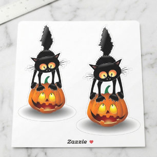 Adesivo Comprimido de abóbora: Gato Preto de Halloween