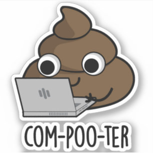 Adesivo Computador Engraçado Com Poo Pun