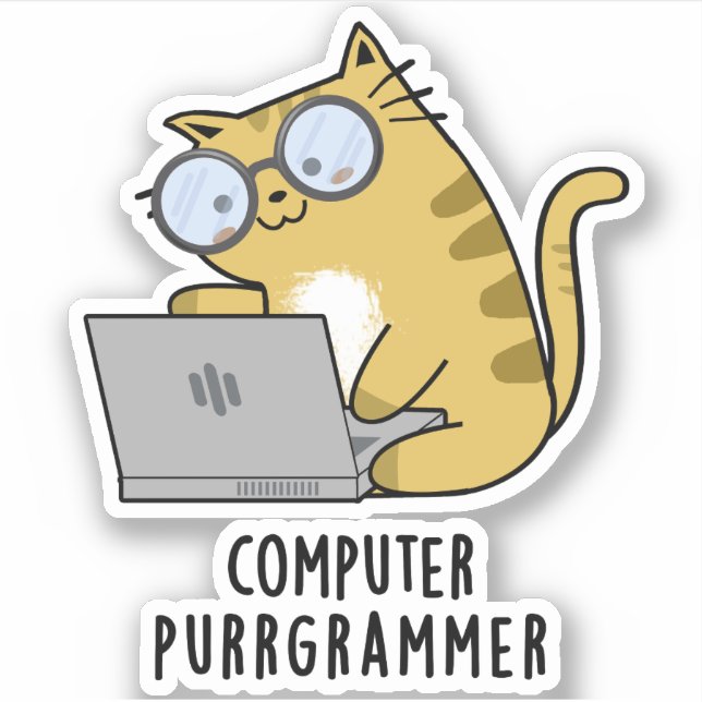 Adesivo Computador Purr-grammer - Gato Engraçado (Frente)