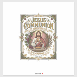 Adesivo Comunhão de Jesus Comunhão de Jesus Fé Cristã Vi