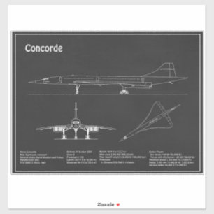 Adesivo Concorde - Planos de desenho do avião PD