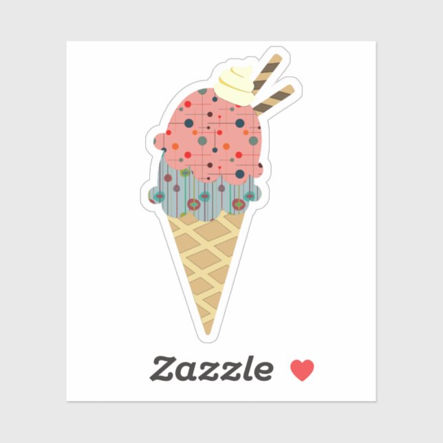 Adesivo Cone de Sorvete Moderno do Meio século (Folha)