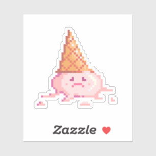 Adesivo Cone de sorvete triste em Pixel Art