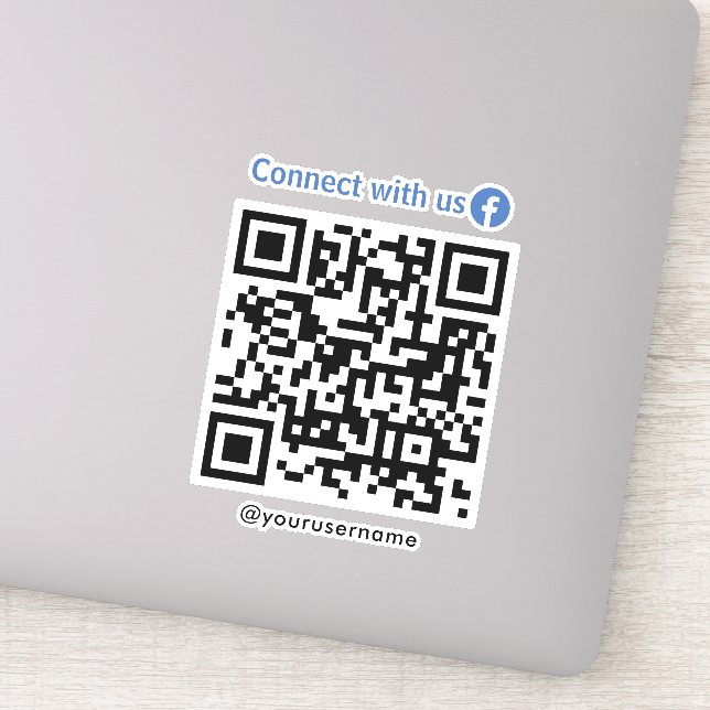 Adesivo Conecte-se Conosco no Facebook Código Qr Branco (Detalhe)
