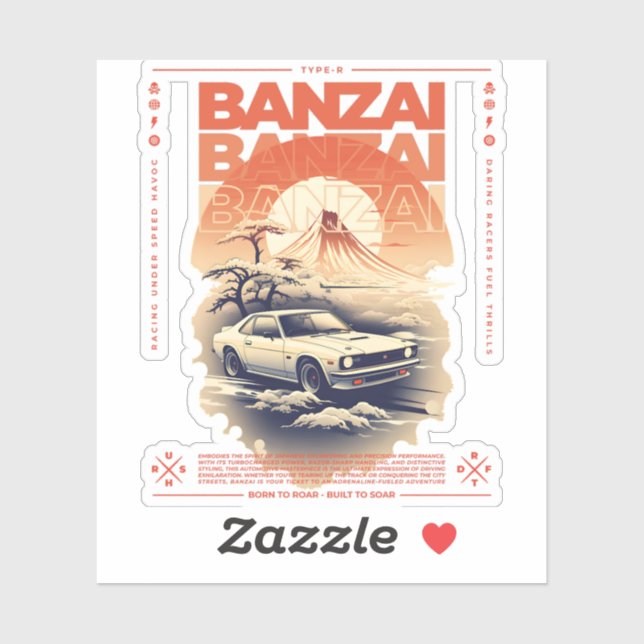 Adesivo Confusão de carros JDM na paisagem japonesa. (Folha)